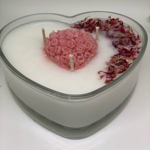 3 wick heart shaped candle.
